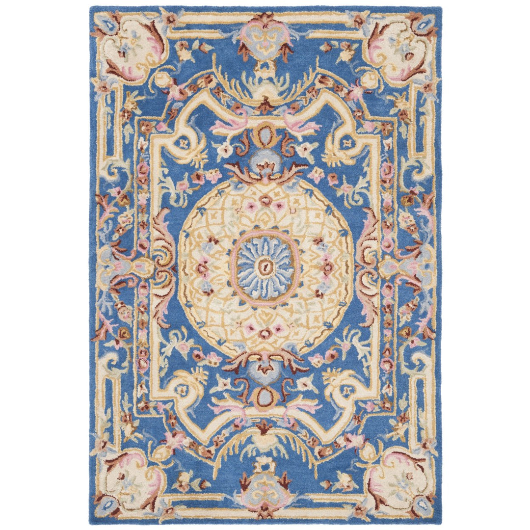 SAFAVIEH Savonnerie SAV120M Handmade Blue / Ivory Rug Image 1