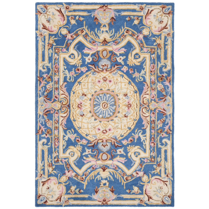 SAFAVIEH Savonnerie SAV120M Handmade Blue / Ivory Rug Image 8