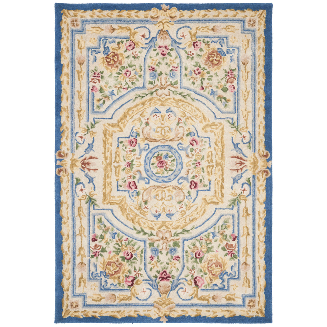 SAFAVIEH Savonnerie SAV118M Handmade Blue / Ivory Rug Image 1