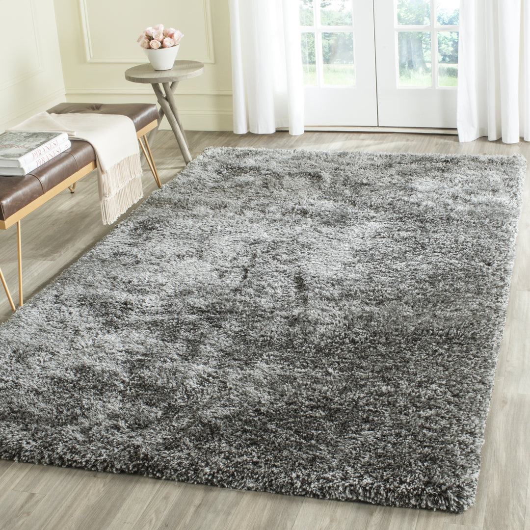 SAFAVIEH South Beach Shag SBS562H Steel Grey Rug Image 1