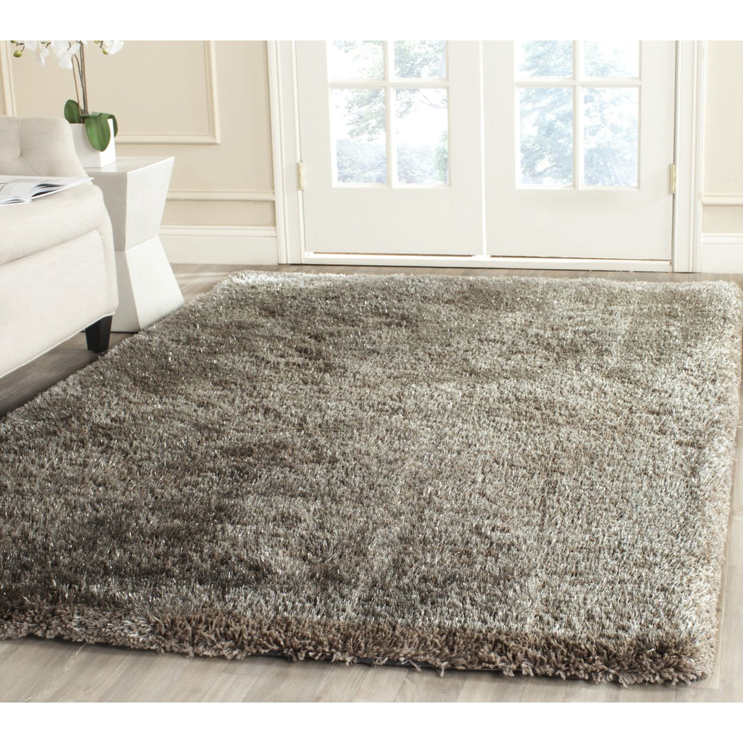 SAFAVIEH South Beach Shag SBS570B Handmade Silver Rug Image 1