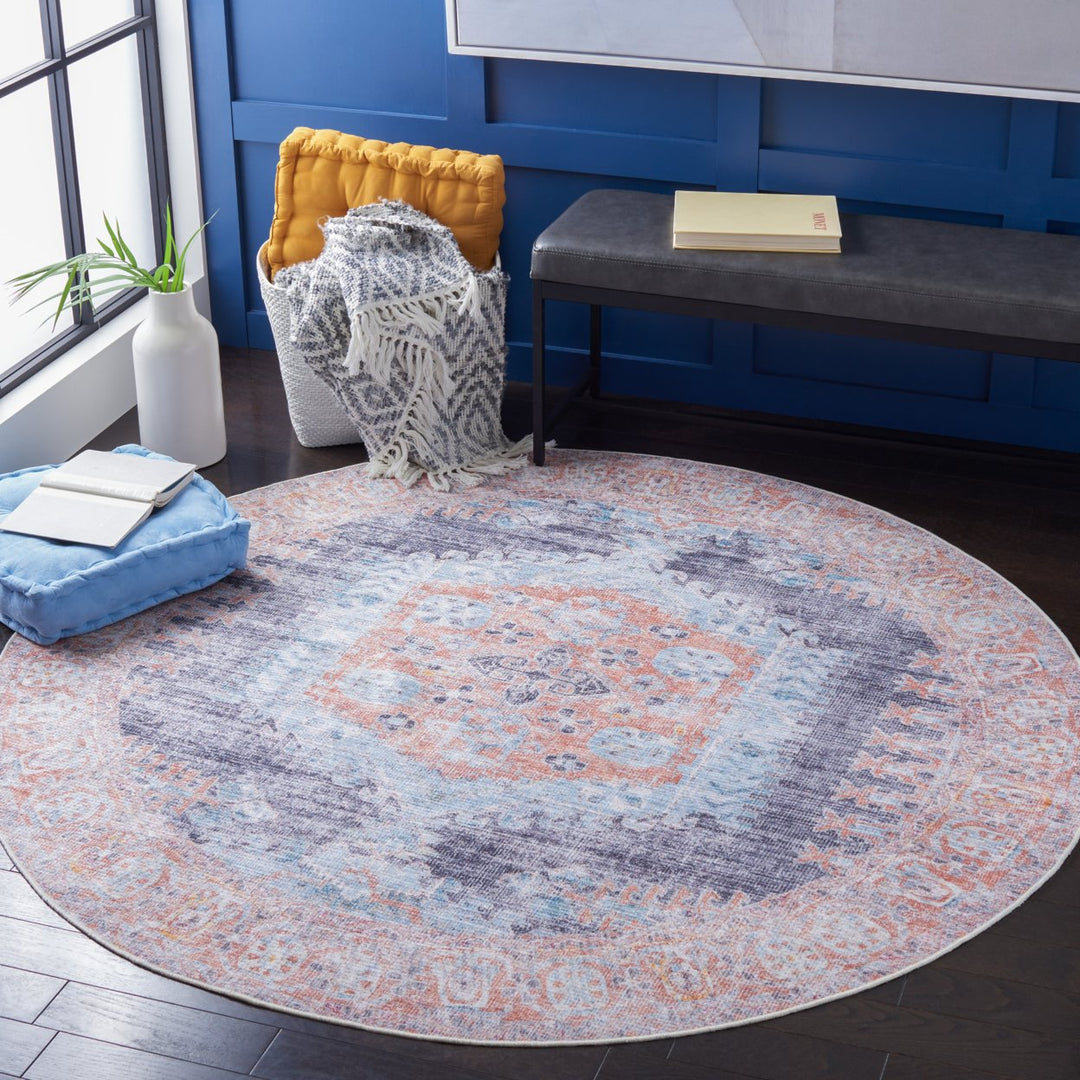 SAFAVIEH Serapi Collection SEP382P Terracotta / Blue Rug Image 2