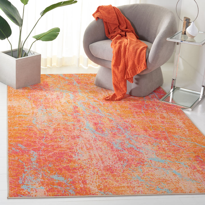 SAFAVIEH Sequoia Collection SEQ152P Orange/Light Blue Rug Image 1