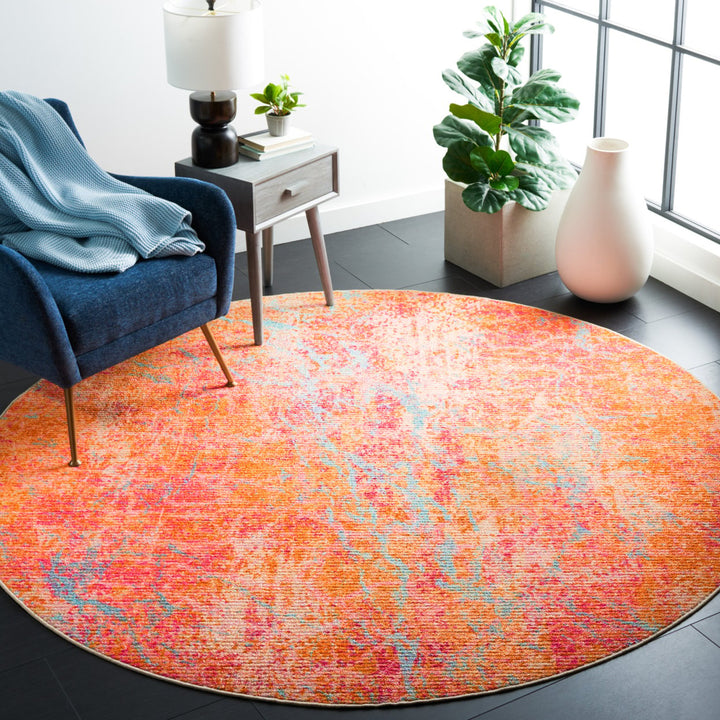 SAFAVIEH Sequoia Collection SEQ152P Orange/Light Blue Rug Image 3