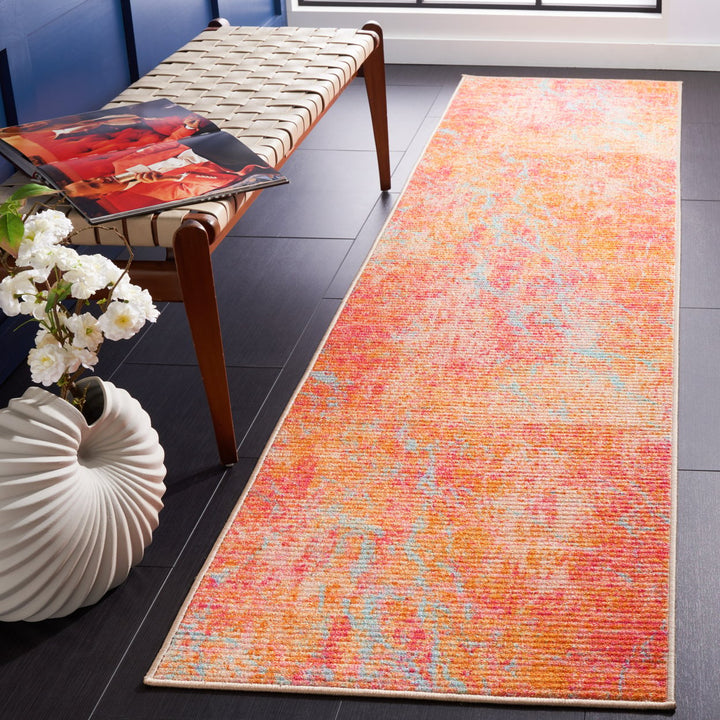 SAFAVIEH Sequoia Collection SEQ152P Orange/Light Blue Rug Image 4