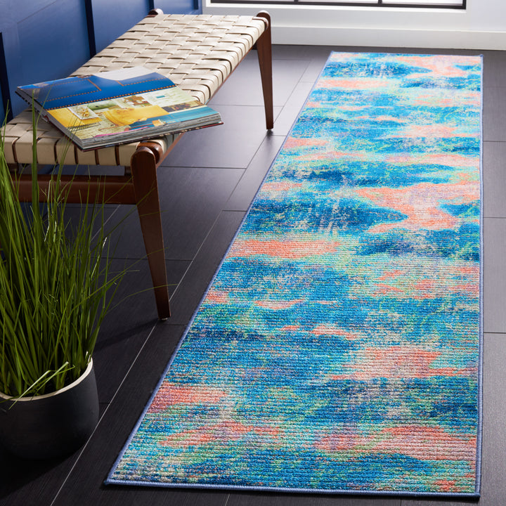 SAFAVIEH Sequoia Collection SEQ151M Blue / Orange Rug Image 4