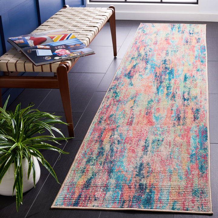 SAFAVIEH Sequoia Collection SEQ154M Blue / Orange Rug Image 4