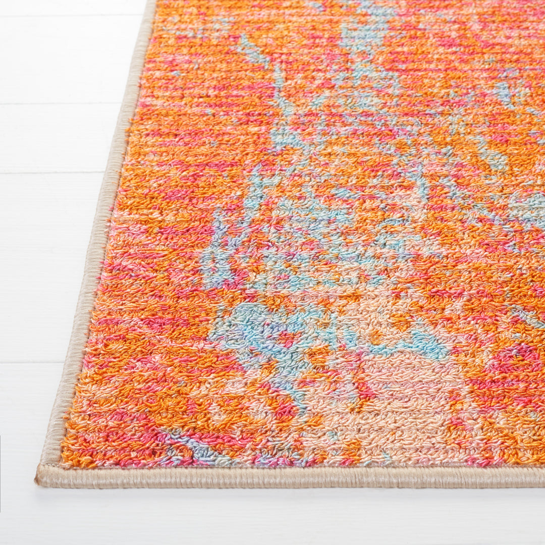 SAFAVIEH Sequoia Collection SEQ152P Orange/Light Blue Rug Image 8