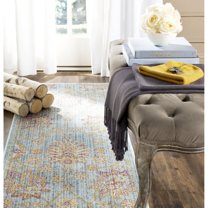 SAFAVIEH Sevilla Collection SEVB814H Blue/Multi Rug Image 2