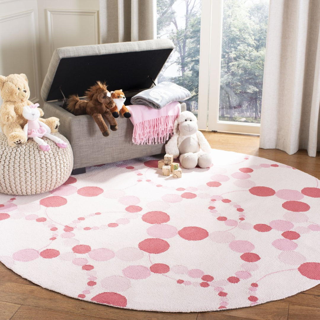 SAFAVIEH Kids Collection SFK214A Handmade Ivory/Pink Rug Image 2