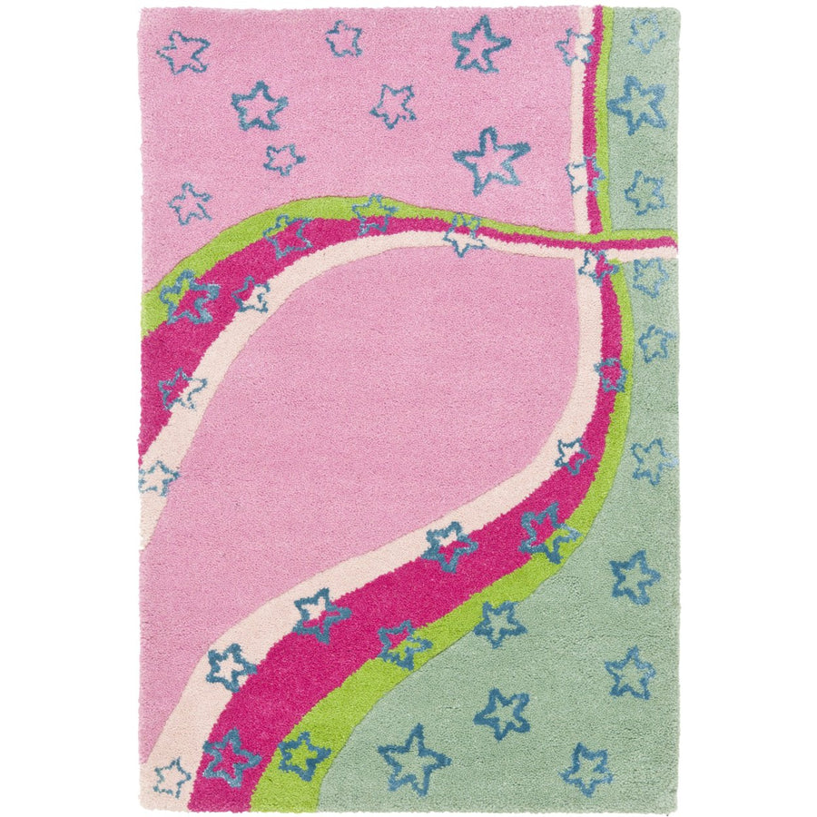 SAFAVIEH Kids Collection SFK338A Handmade Green/Pink Rug Image 1