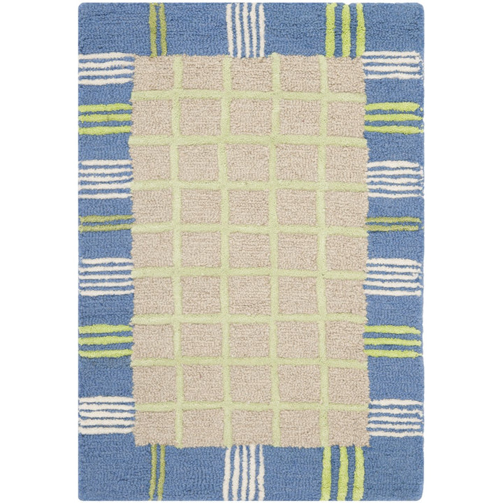 SAFAVIEH Kids Collection SFK320A Handmade Taupe/Blue Rug Image 1