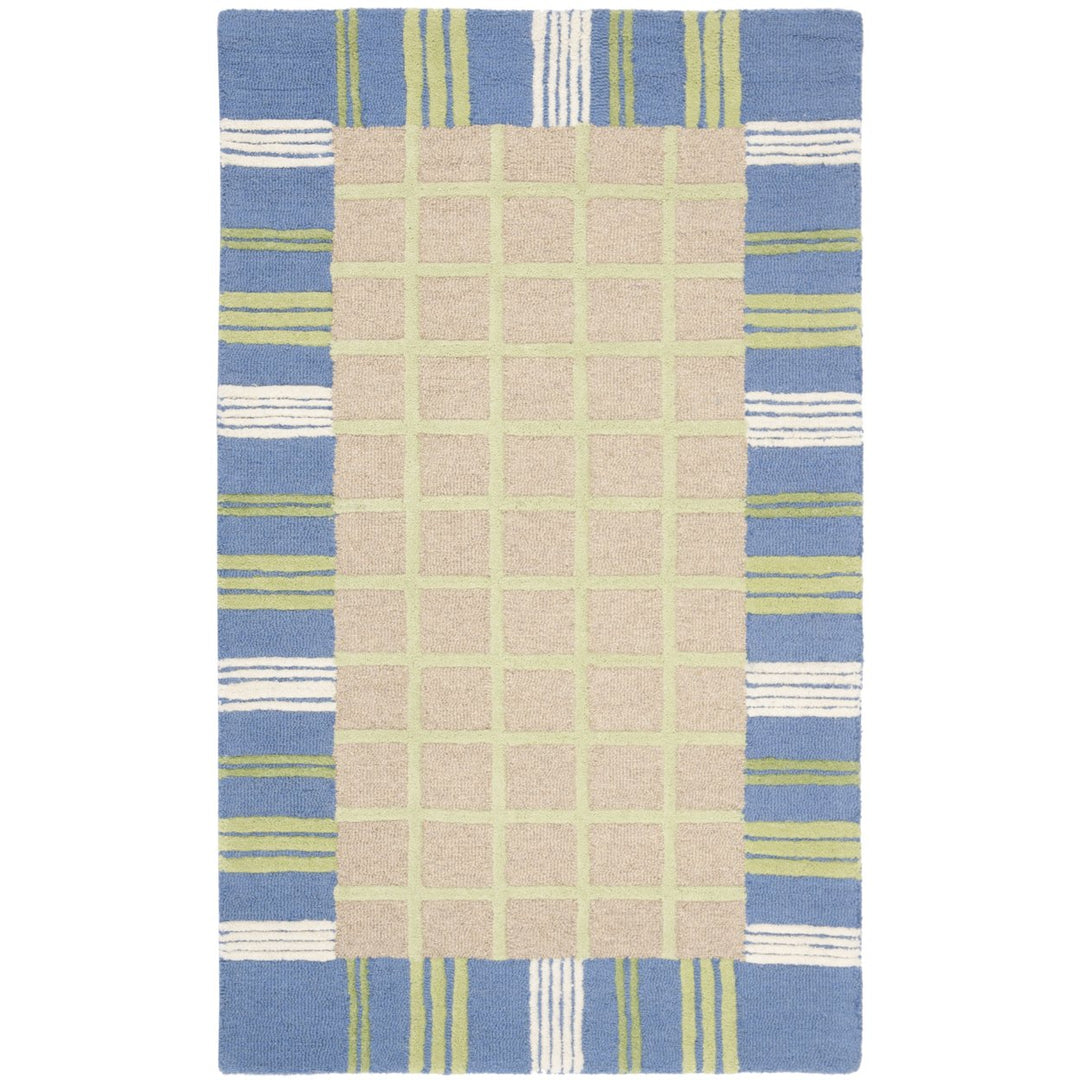 SAFAVIEH Kids Collection SFK320A Handmade Taupe/Blue Rug Image 1