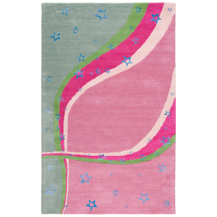 SAFAVIEH Kids Collection SFK338A Handmade Green/Pink Rug Image 6