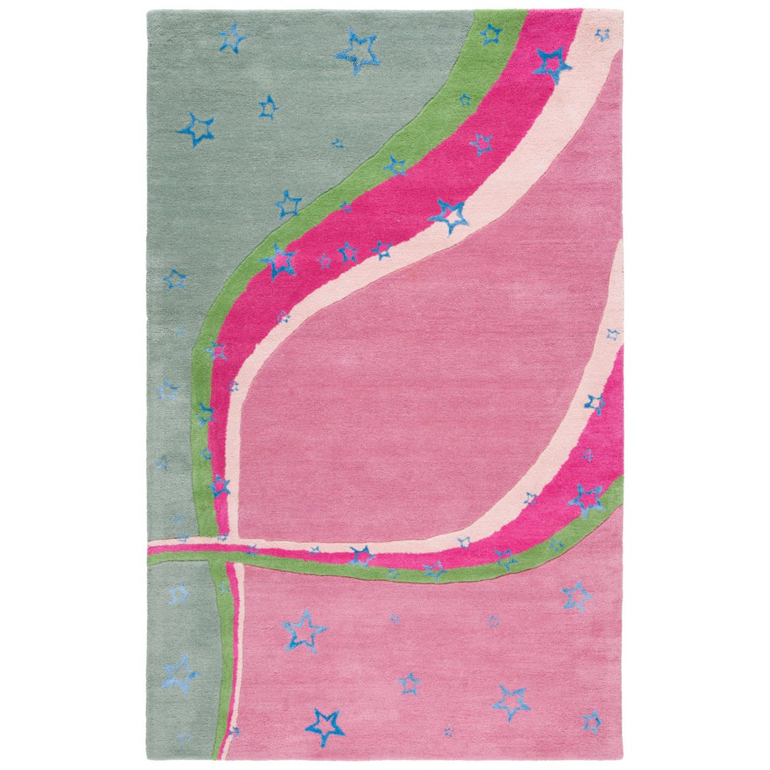 SAFAVIEH Kids Collection SFK338A Handmade Green/Pink Rug Image 1