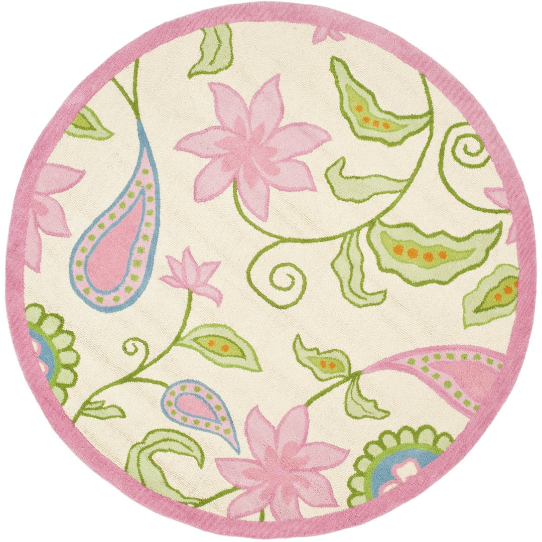 SAFAVIEH Kids Collection SFK351A Handmade Ivory/Pink Rug Image 1