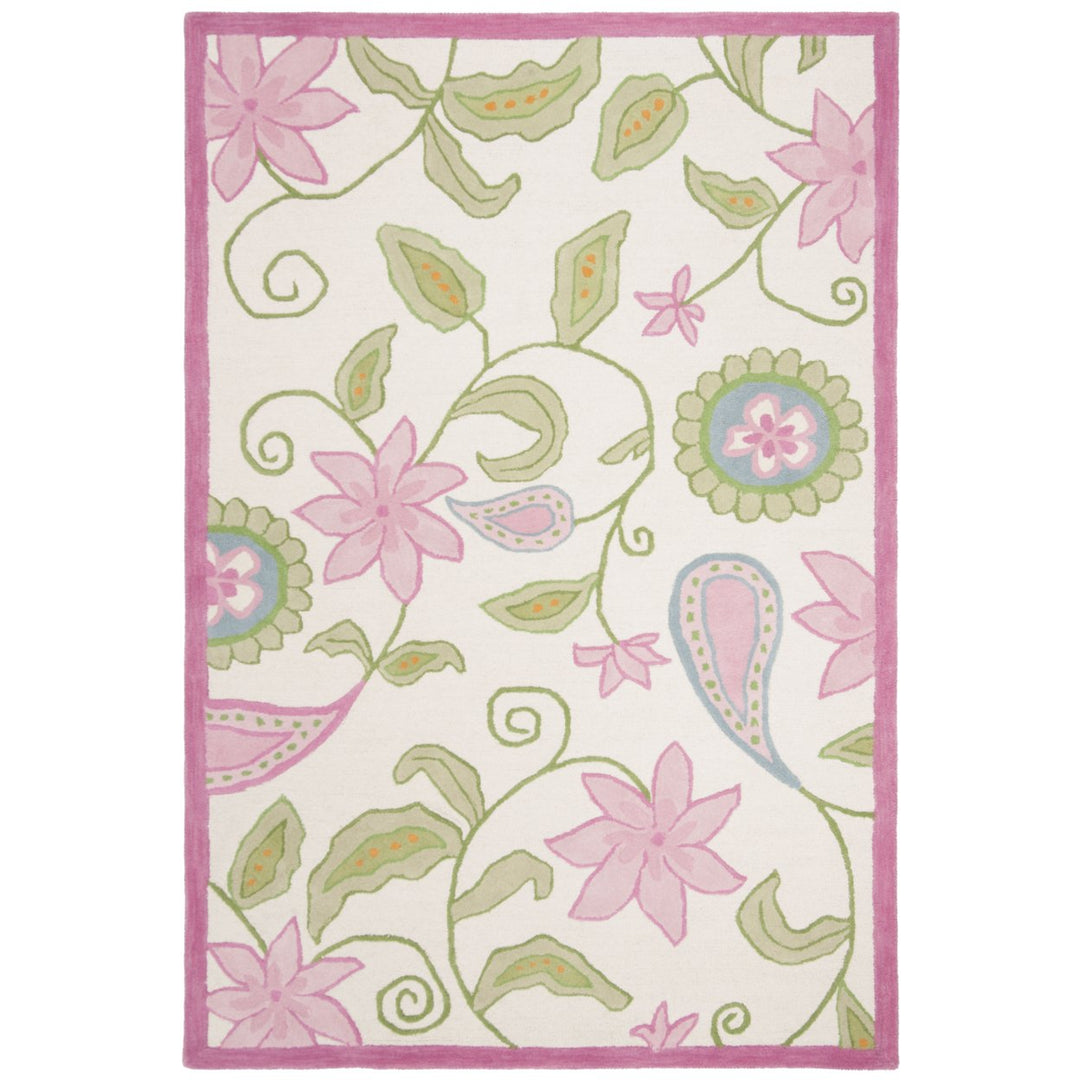 SAFAVIEH Kids Collection SFK351A Handmade Ivory/Pink Rug Image 1