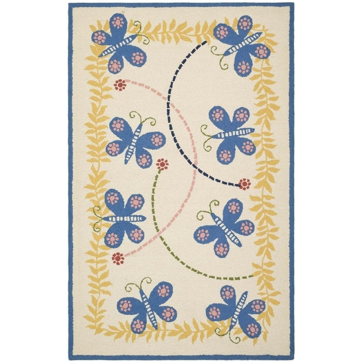 SAFAVIEH Kids Collection SFK390A Handmade Ivory/Blue Rug Image 7