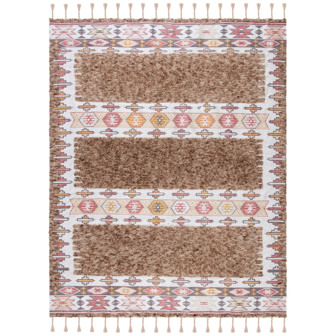 SAFAVIEH Saffron SFN106E Handmade Taupe / Ivory Rug Image 1