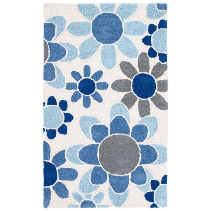 SAFAVIEH Kids Collection SFK923M Handmade Ivory/Blue Rug Image 1