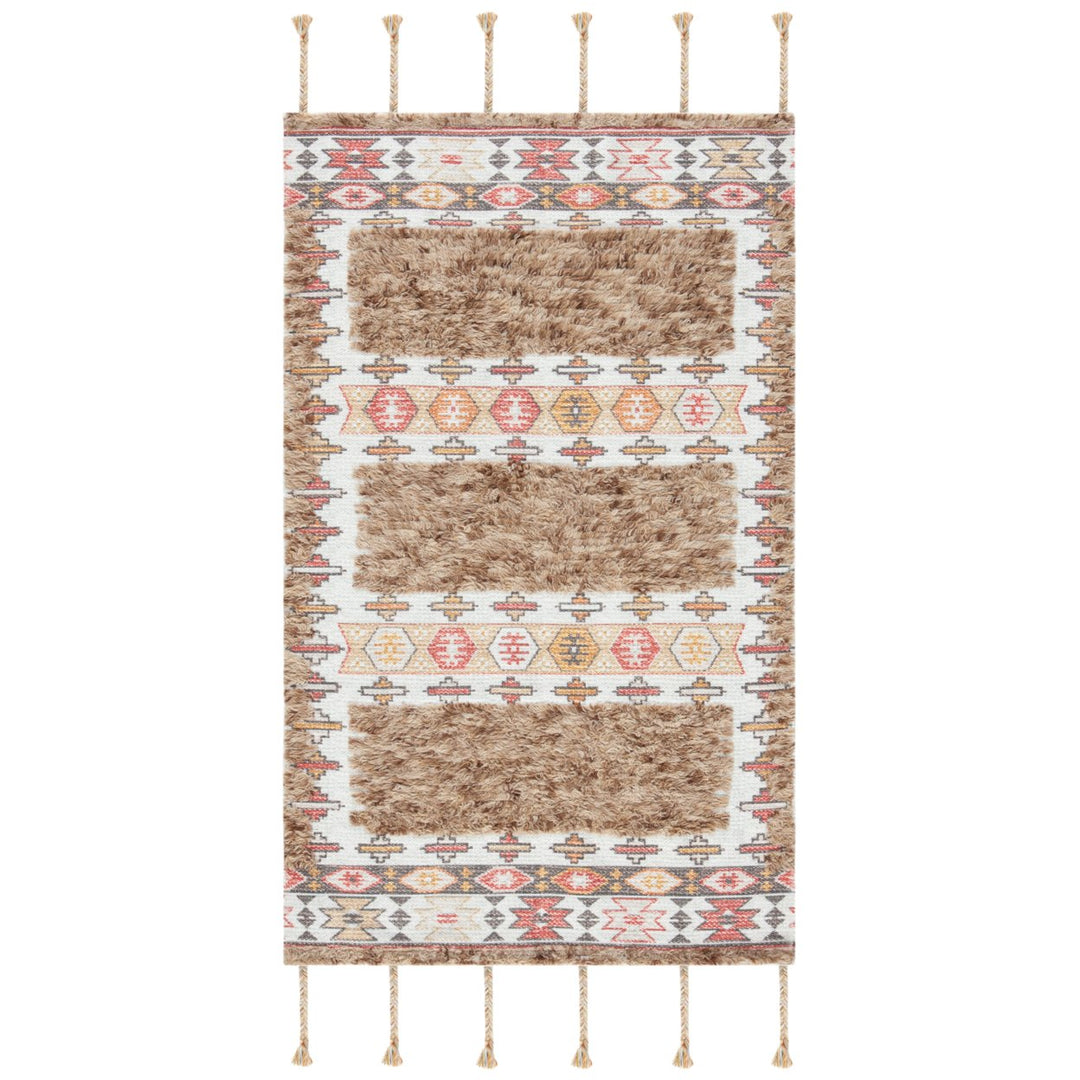 SAFAVIEH Saffron SFN106E Handmade Taupe / Ivory Rug Image 1