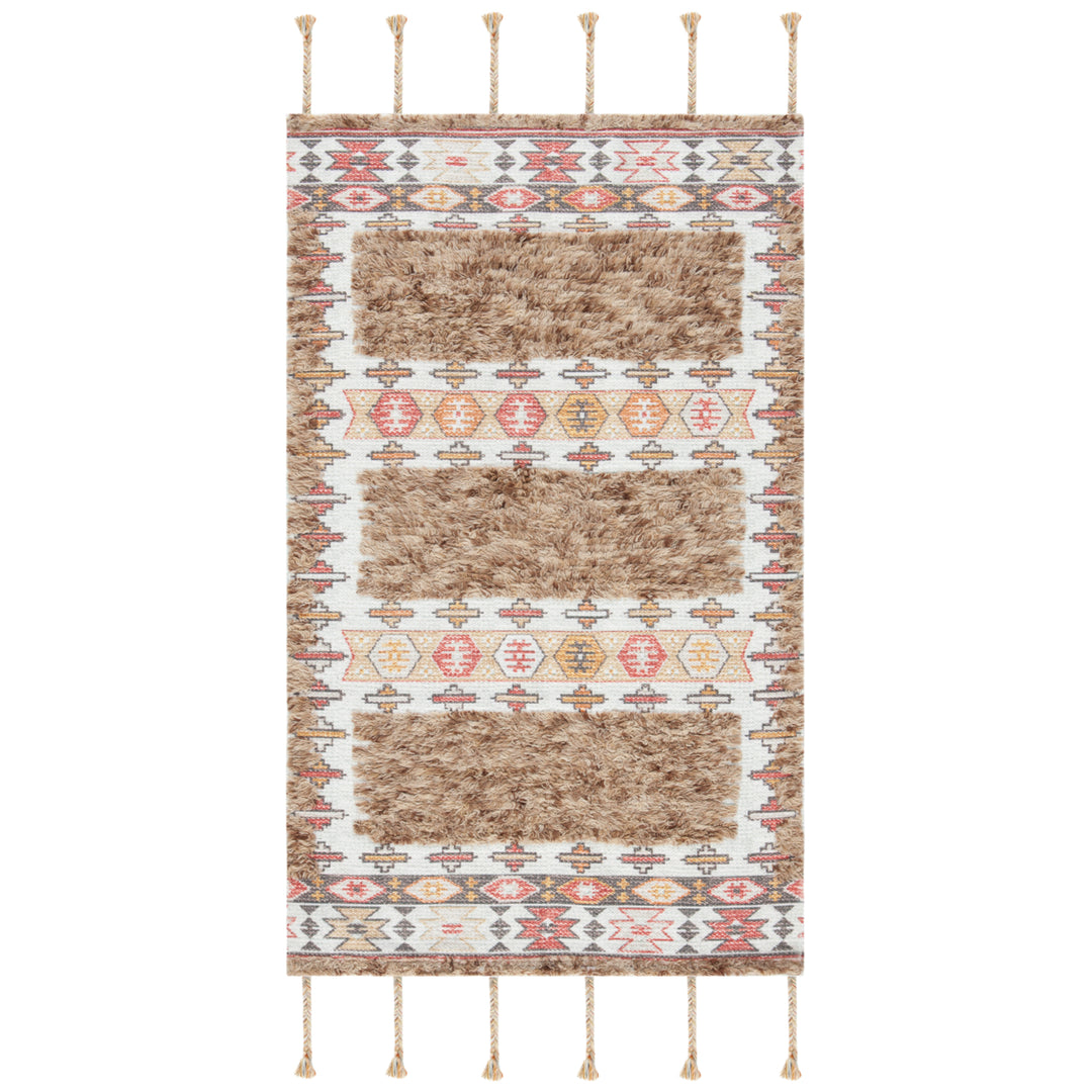 SAFAVIEH Saffron SFN106E Handmade Taupe / Ivory Rug Image 4