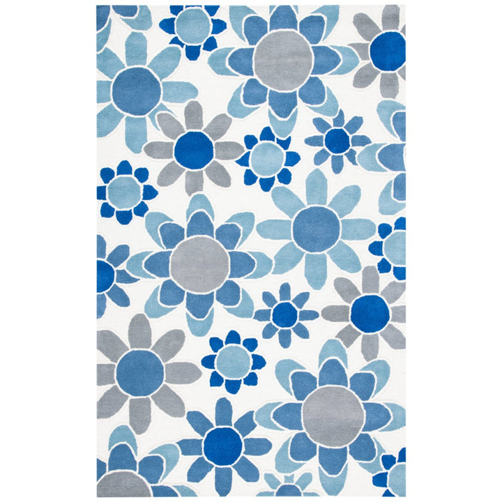 SAFAVIEH Kids Collection SFK923M Handmade Ivory/Blue Rug Image 1