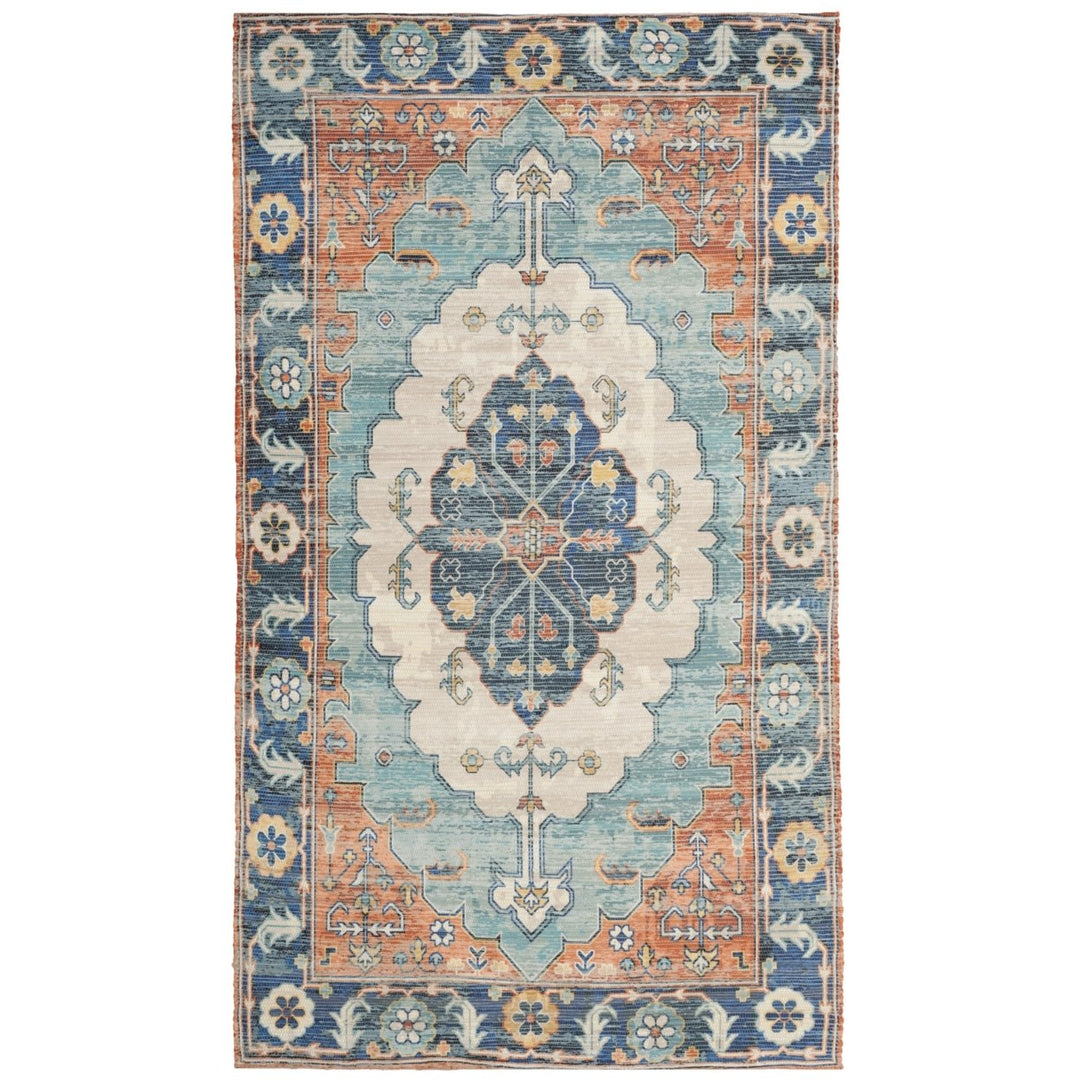 SAFAVIEH Saffron SFN585A Handmade Blue / Coral Rug Image 4