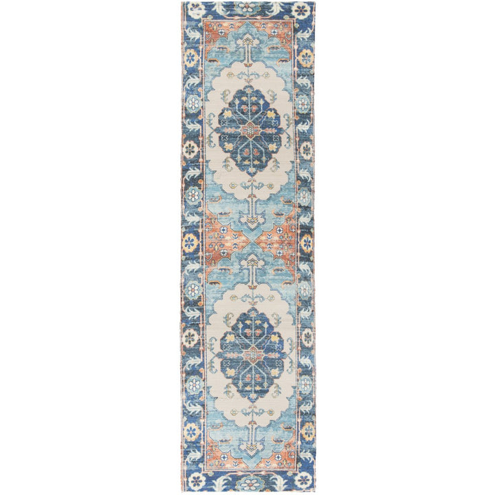 SAFAVIEH Saffron SFN585A Handmade Blue / Coral Rug Image 3