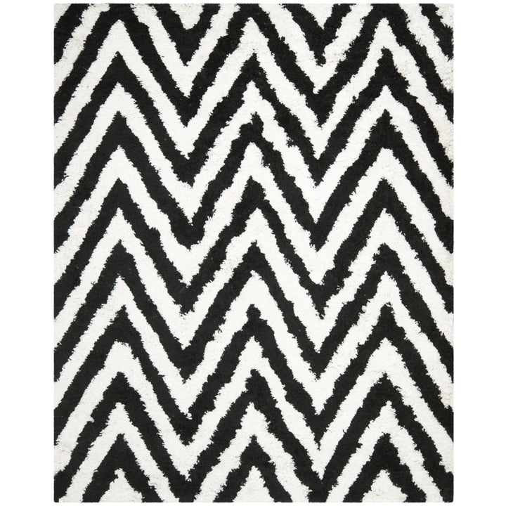 SAFAVIEH Chevron Shag SG250B Handmade Ivory / Black Rug Image 1