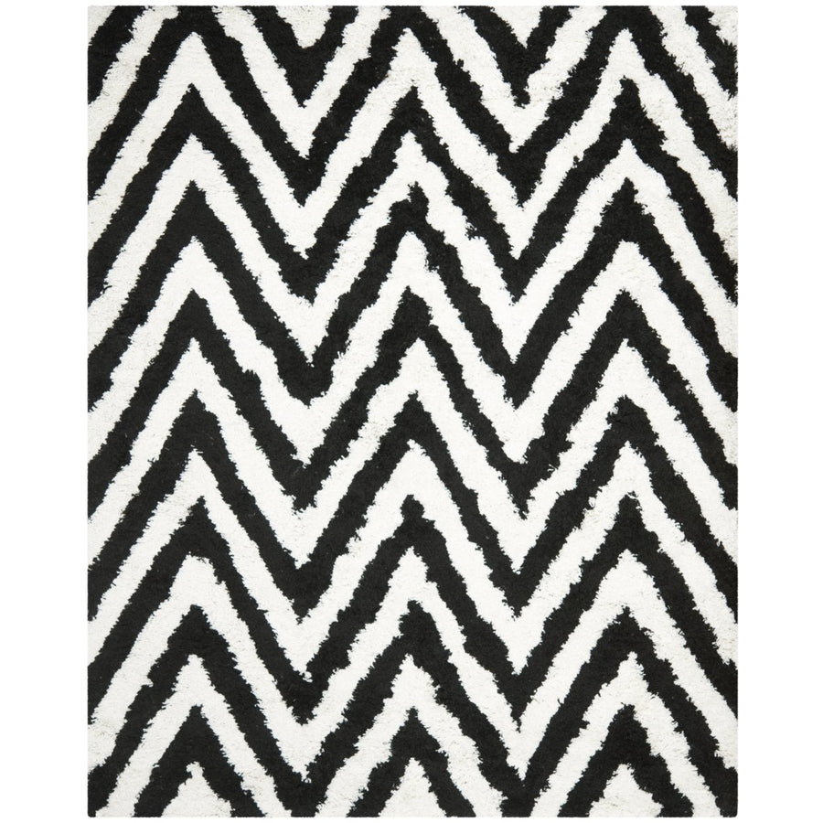 SAFAVIEH Chevron Shag SG250B Handmade Ivory / Black Rug Image 1