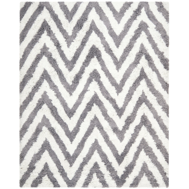 SAFAVIEH Chevron Shag SG250C Handmade Ivory / Grey Rug Image 1