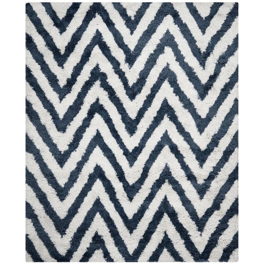 SAFAVIEH Chevron Shag SG250A Handmade Ivory / Blue Rug Image 1