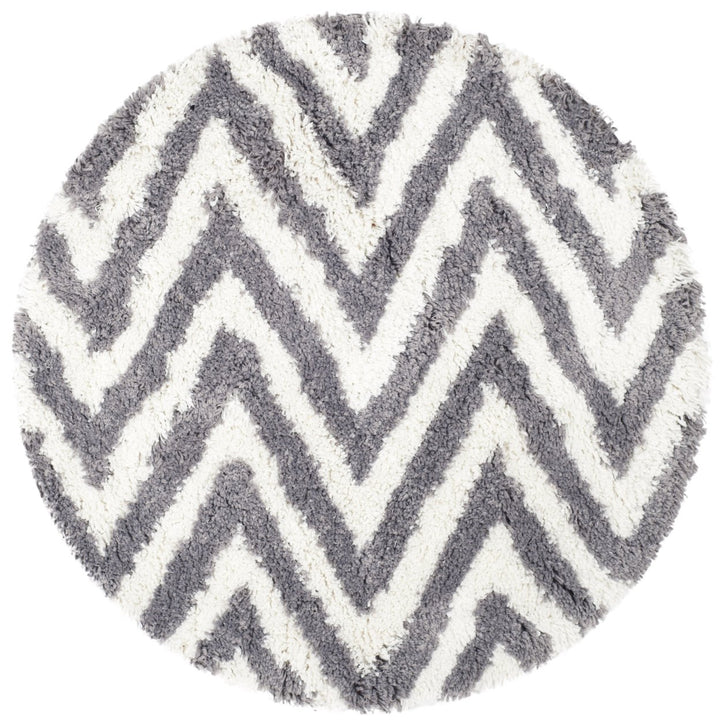 SAFAVIEH Chevron Shag SG250C Handmade Ivory / Grey Rug Image 3