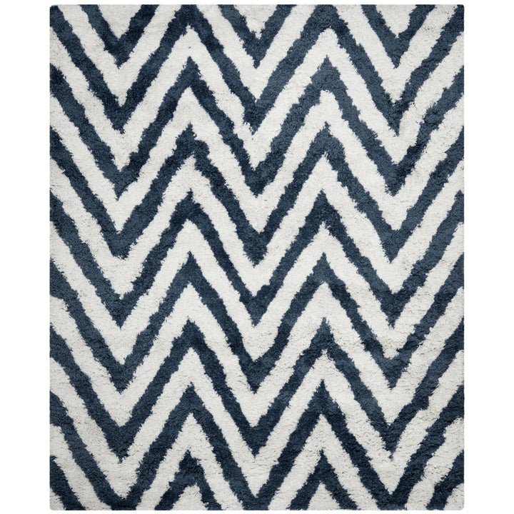 SAFAVIEH Chevron Shag SG250A Handmade Ivory / Blue Rug Image 8