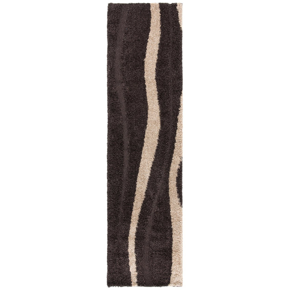 SAFAVIEH SG451-2813 Florida Shag Dark Brown / Beige Image 2