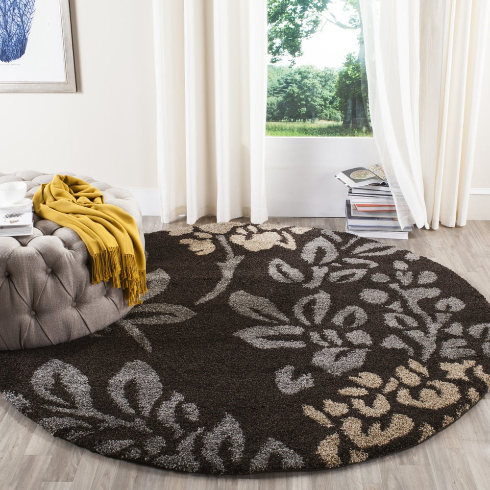 SAFAVIEH Florida Shag SG456-2880 Dark Brown / Grey Rug Image 2