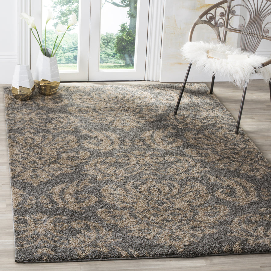 SAFAVIEH Florida Shag SG460-8013 Grey / Beige Rug Image 1