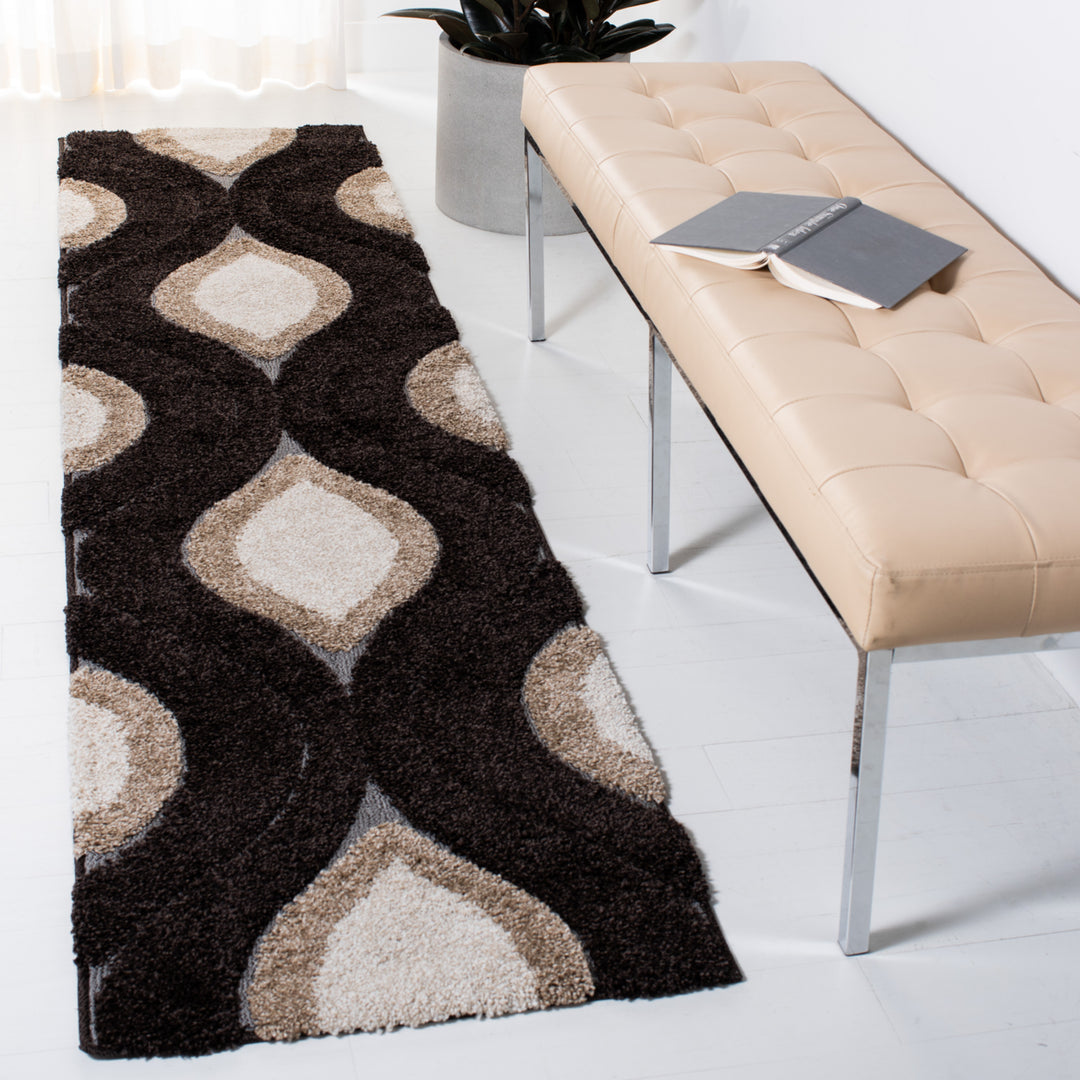 SAFAVIEH Florida Shag SG461-2812 Dark Brown / Ivory Rug Image 3