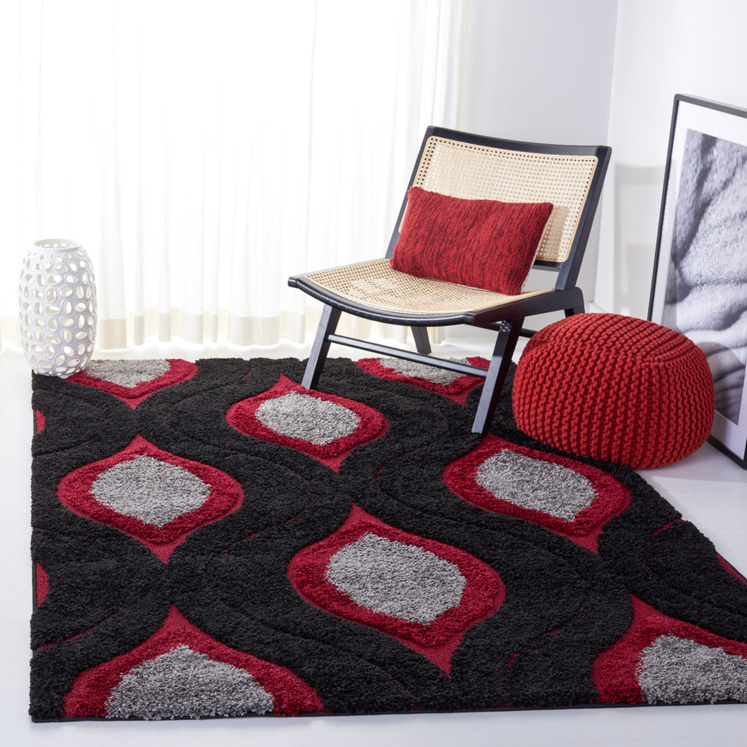 SAFAVIEH Florida Shag SG461-9040 Black / Red Rug Image 1