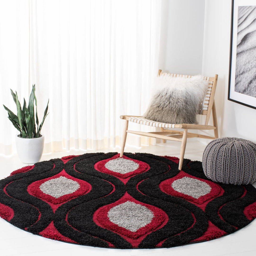 SAFAVIEH Florida Shag SG461-9040 Black / Red Rug Image 3