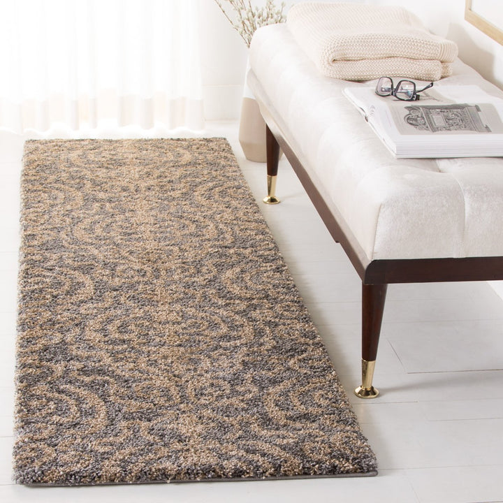 SAFAVIEH Florida Shag SG462-8013 Grey / Beige Rug Image 9