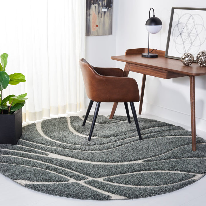 SAFAVIEH Florida Shag SG471-5112 Sage / Ivory Rug Image 2