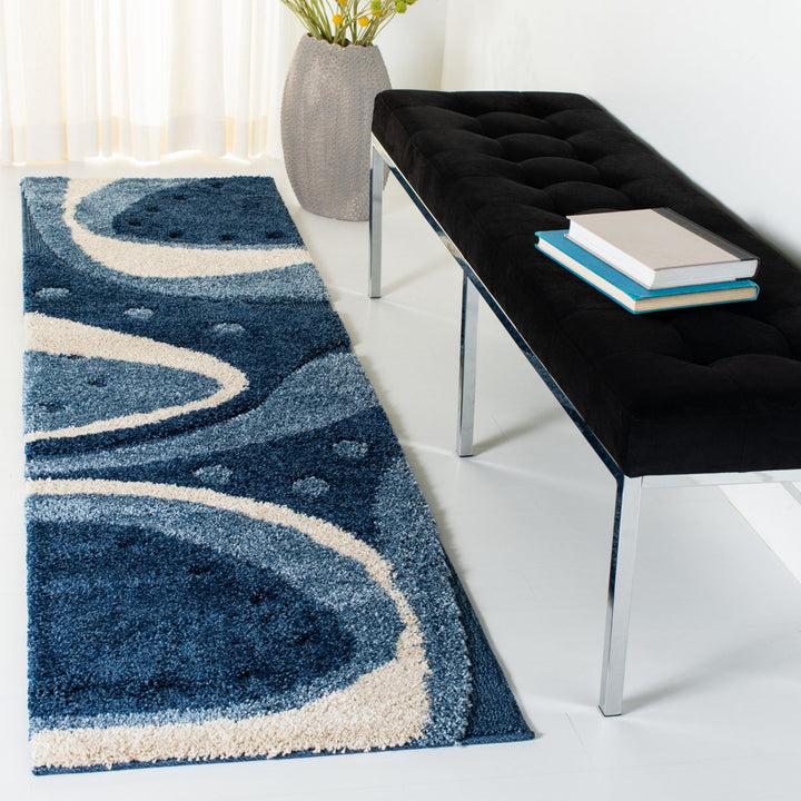 SAFAVIEH Florida Shag SG473-6511 Dark Blue / Ivory Rug Image 3