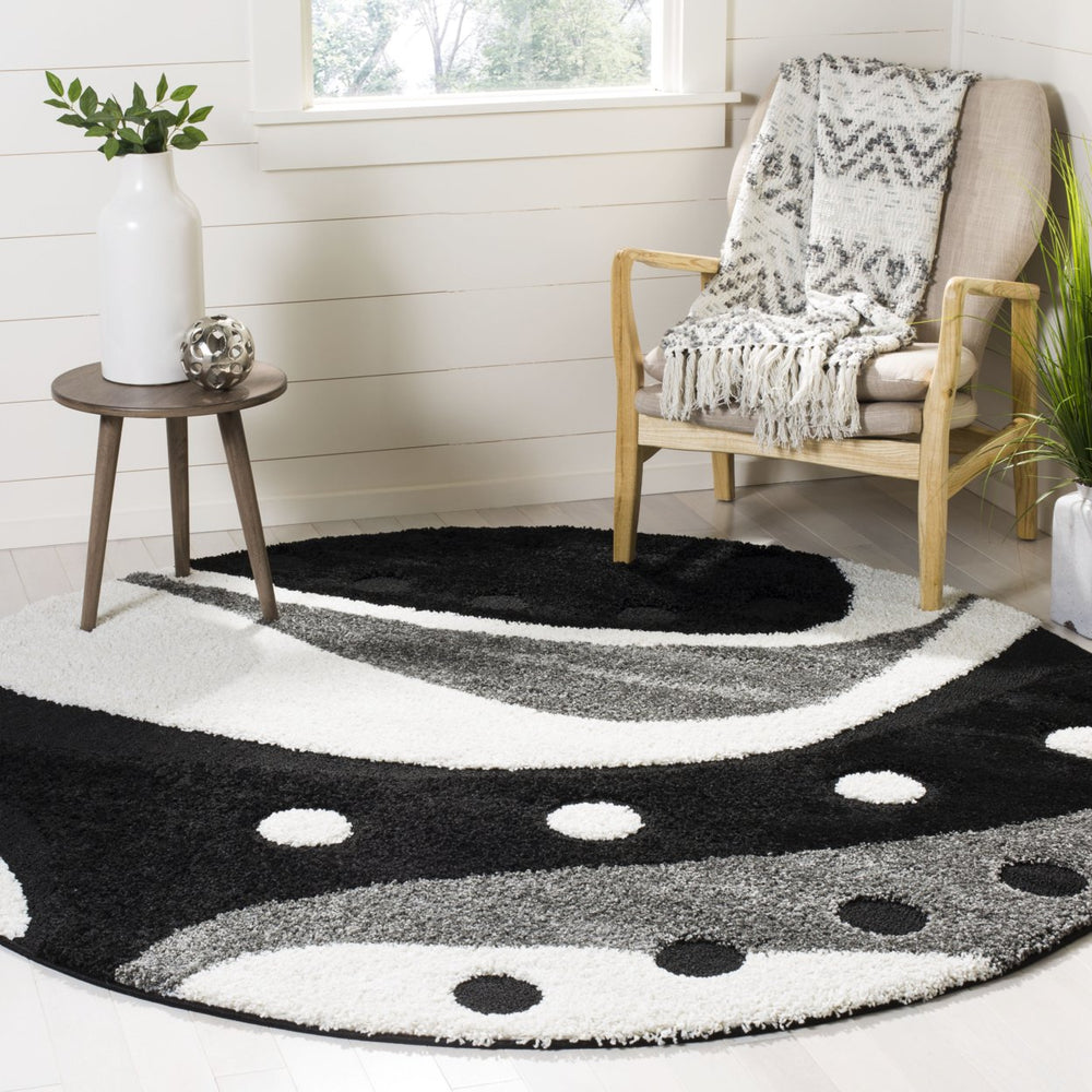 SAFAVIEH Florida Shag SG473-9012 Black / Ivory Rug Image 2