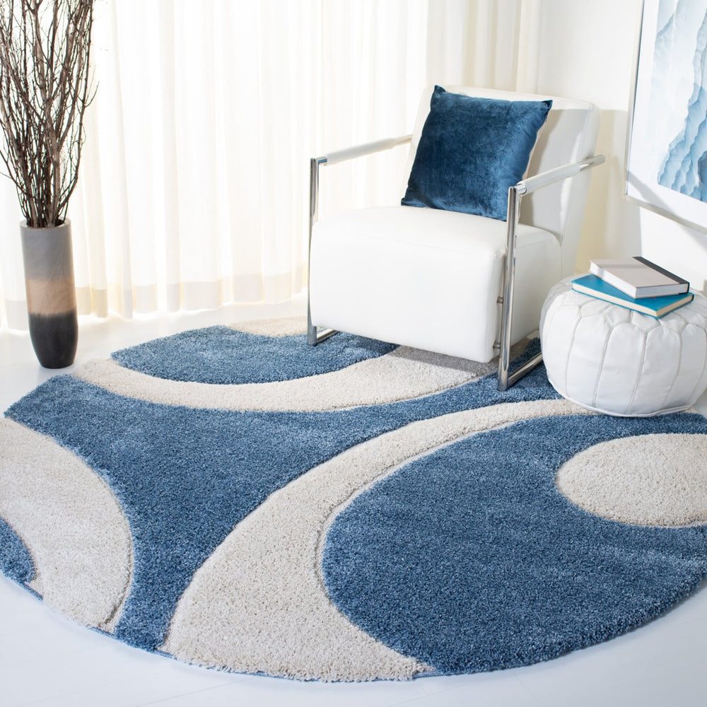 SAFAVIEH Florida Shag SG474-6011 Blue / Ivory Rug Image 2