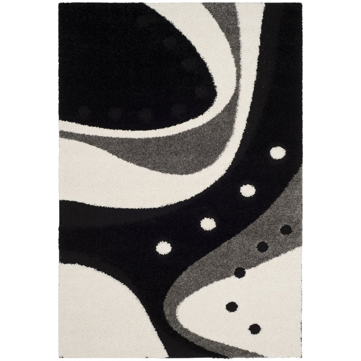 SAFAVIEH Florida Shag SG473-9012 Black / Ivory Rug Image 9