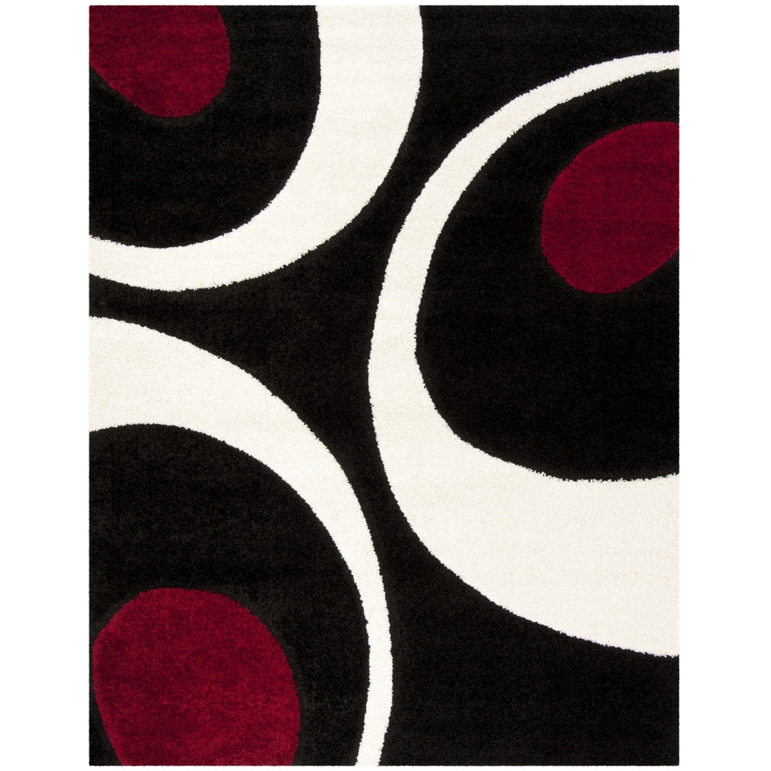 SAFAVIEH Florida Shag SG474-9012 Black / Ivory Rug Image 1