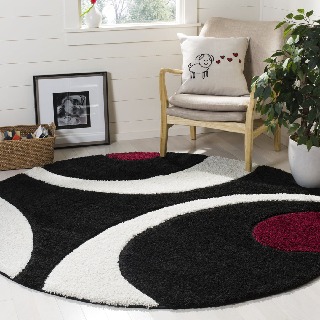 SAFAVIEH Florida Shag SG474-9012 Black / Ivory Rug Image 2