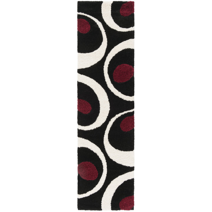 SAFAVIEH Florida Shag SG474-9012 Black / Ivory Rug Image 5